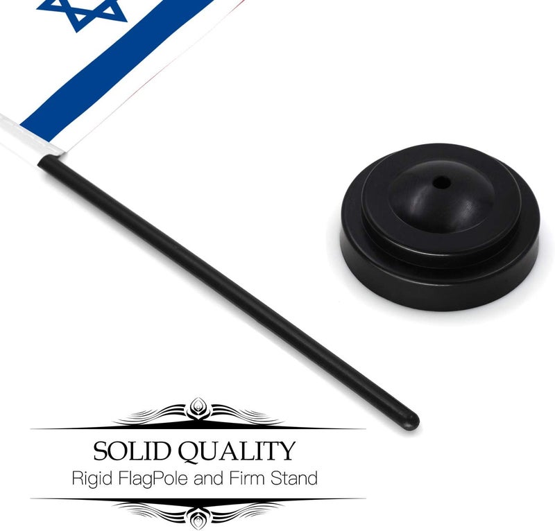Anley Israel Deluxe Desk Flag Set - 6 x 4 Inch Miniature Israeli Desktop Flag with 12" Solid Pole - Vivid Color and Fade Resistant - Black Base and Spear Top - Image 5